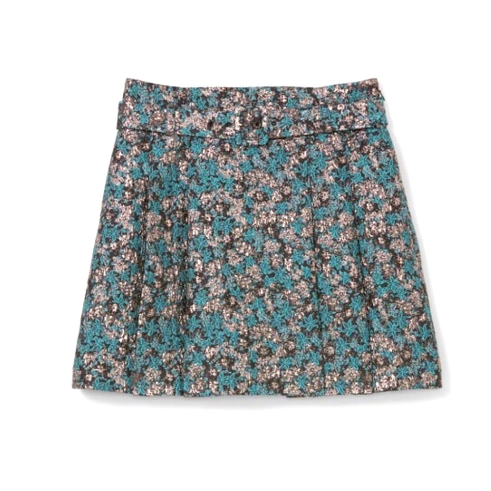 NWT Club Monaco brocade mini skirt hype green mix size 0